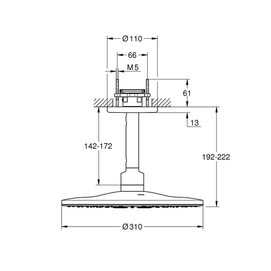 Regendoucheset Grohe Rainshower SmartActive 31 cm met Plafondarm Rond Warm Sunset Geborsteld