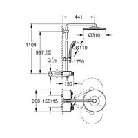 Regendoucheset Grohe Euphoria SmartControl System 31 cm met Glijstang en Handdouche Cool Sunrise Geborsteld