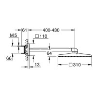 Regendoucheset Grohe Rainshower SmartActive Cube 31 cm met Wandarm Supersteel