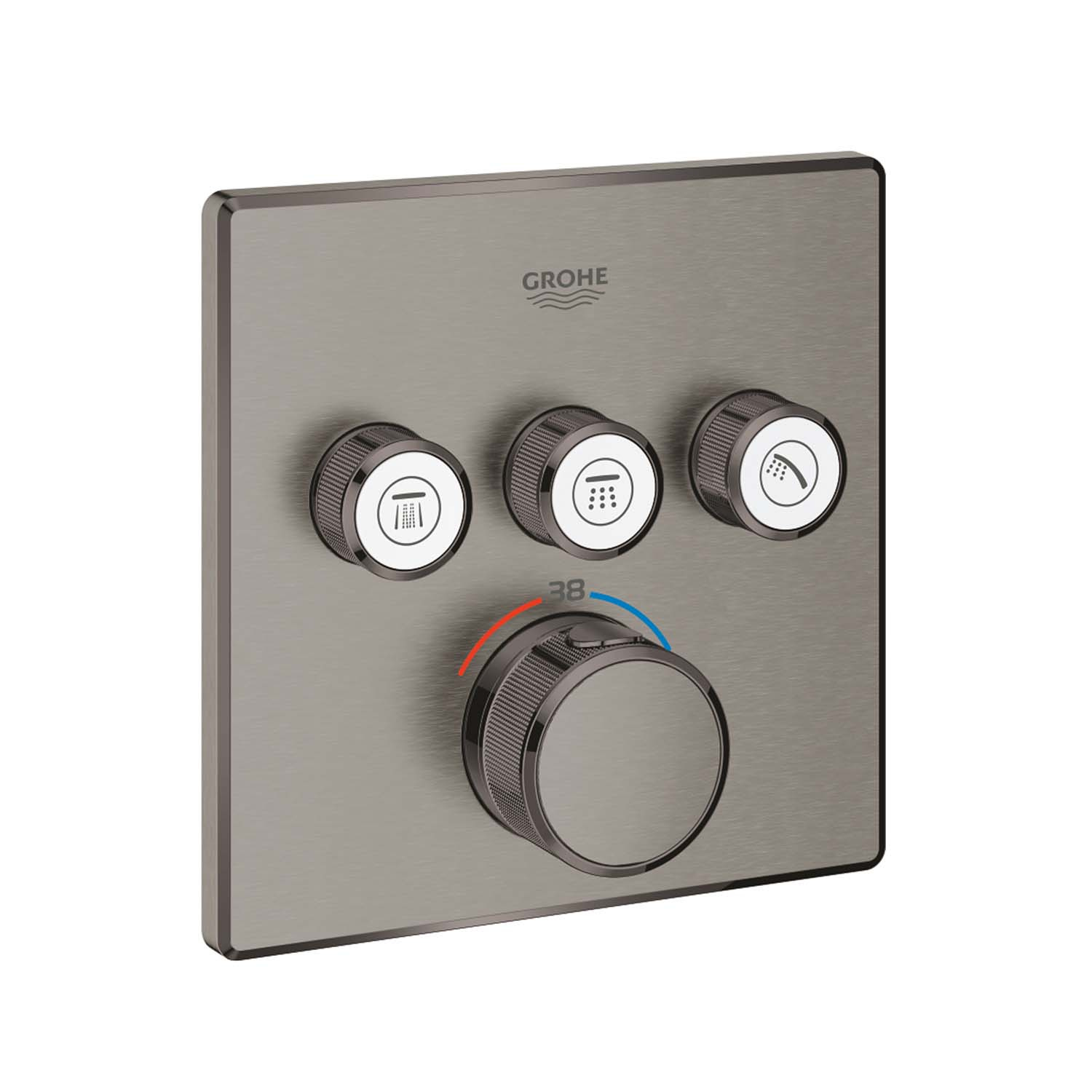 Grohe Inbouwkraan Grohtherm Smart Control Thermostaatkraan met 3-weg Omstelling Vierkant Hard Graphi