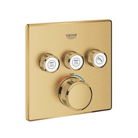 Inbouwkraan Grohe Grohtherm Smart Control Thermostaatkraan met 3-weg Omstelling Vierkant 4 knop Cool Sunrise Geborsteld