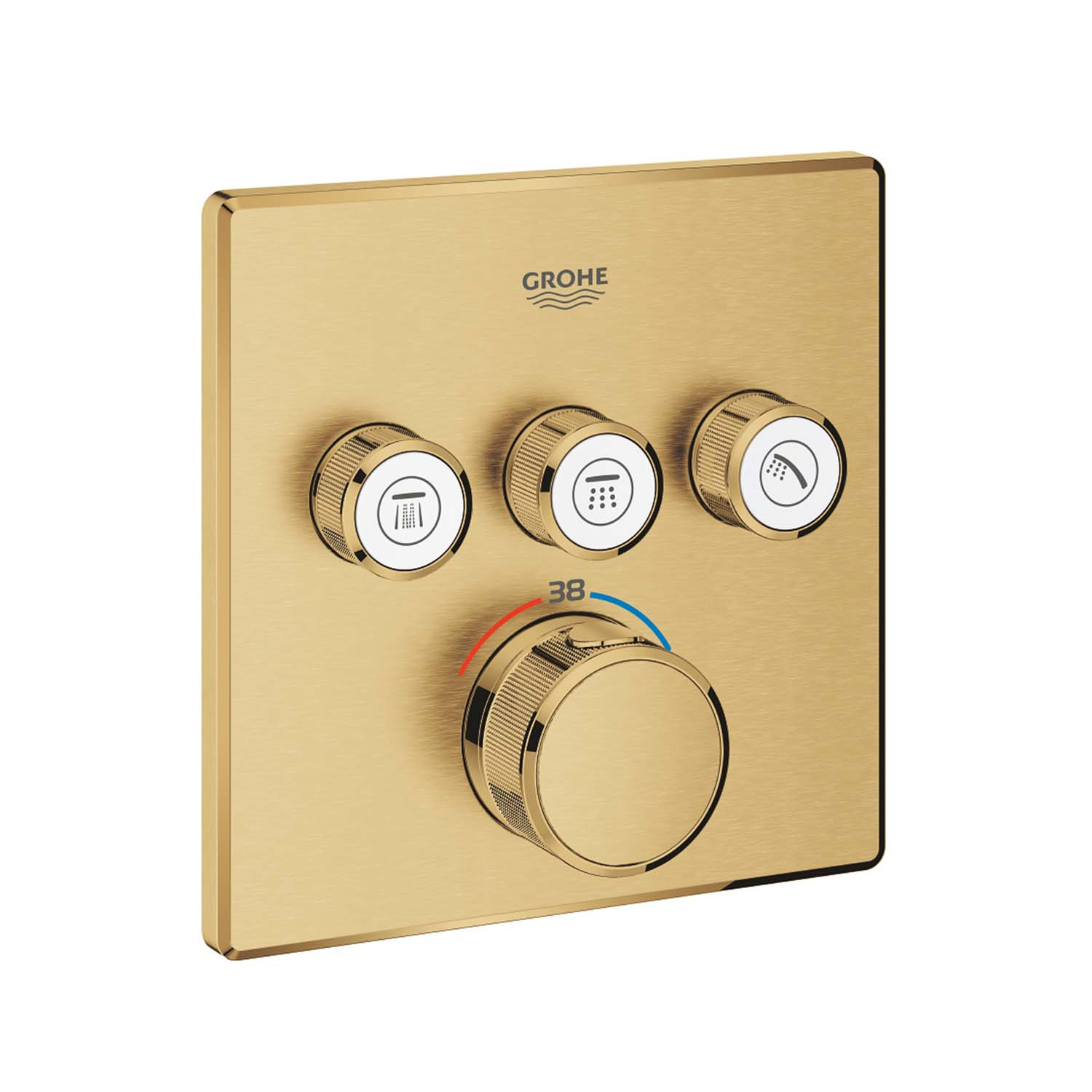 Grohe Inbouwkraan Grohtherm Smart Control Thermostaatkraan met 3-weg Omstelling Vierkant 4 knop Cool