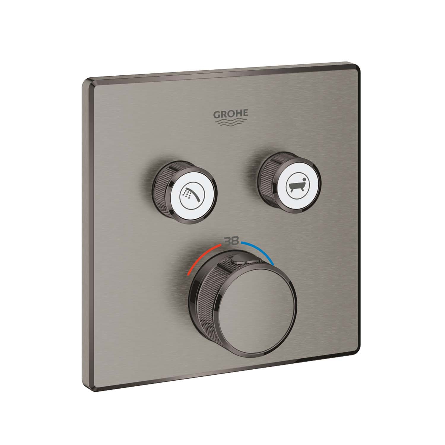 Grohe Inbouwkraan Grohtherm Smart Control Thermostaatkraan met 3-weg Omstelling Vierkant 3 Knop Hard