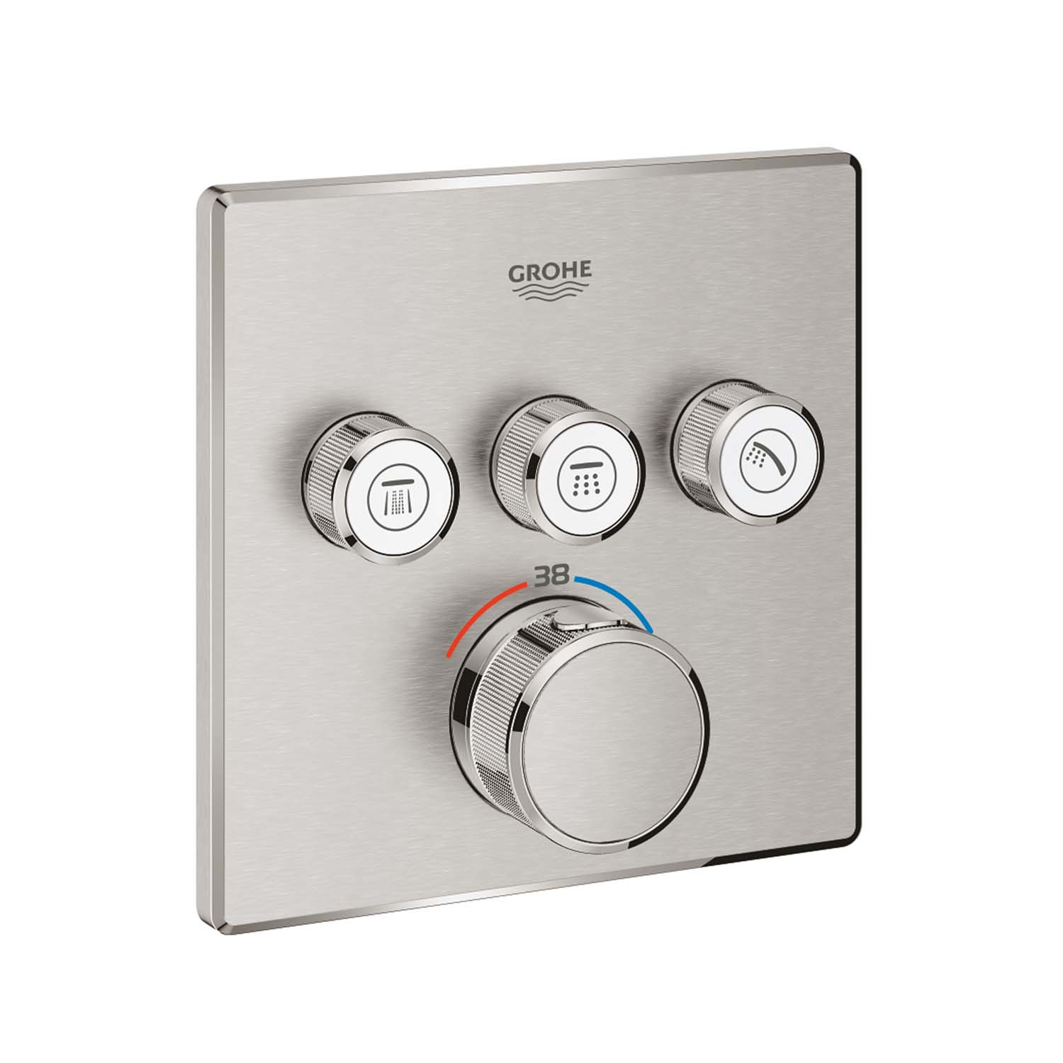 Grohe Inbouwkraan Grohtherm Smart Control Thermostaatkraan met 3-weg Omstelling Vierkant 4 Knop Supe