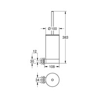 Toiletborstel Grohe Selection Glas met Wandhouder Cool Sunrise Geborsteld