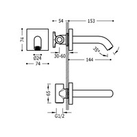 Kraanhals Tres Complementos Inbouw Uitloop 15.3 cm Mat Zwart