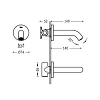 Kraanhals Tres Complementos Inbouw Uitloop 14.9 cm Rond Mat Wit