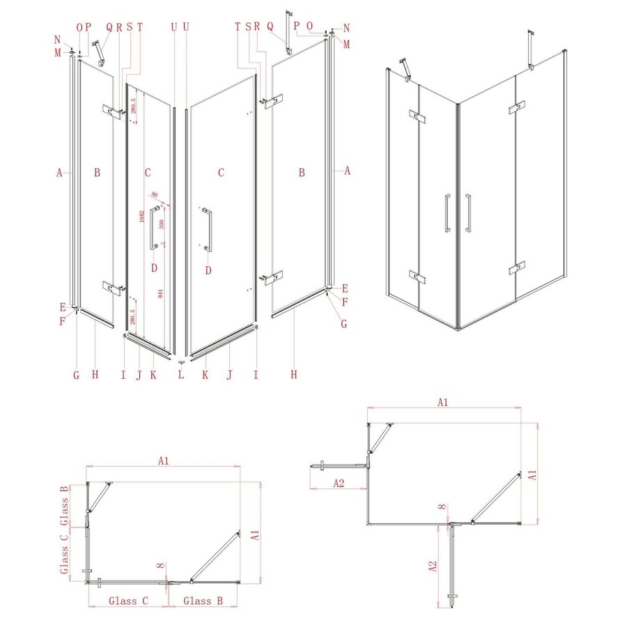 Nisdeur Lacus Giannutri 80x200 Tweedelig Chroom