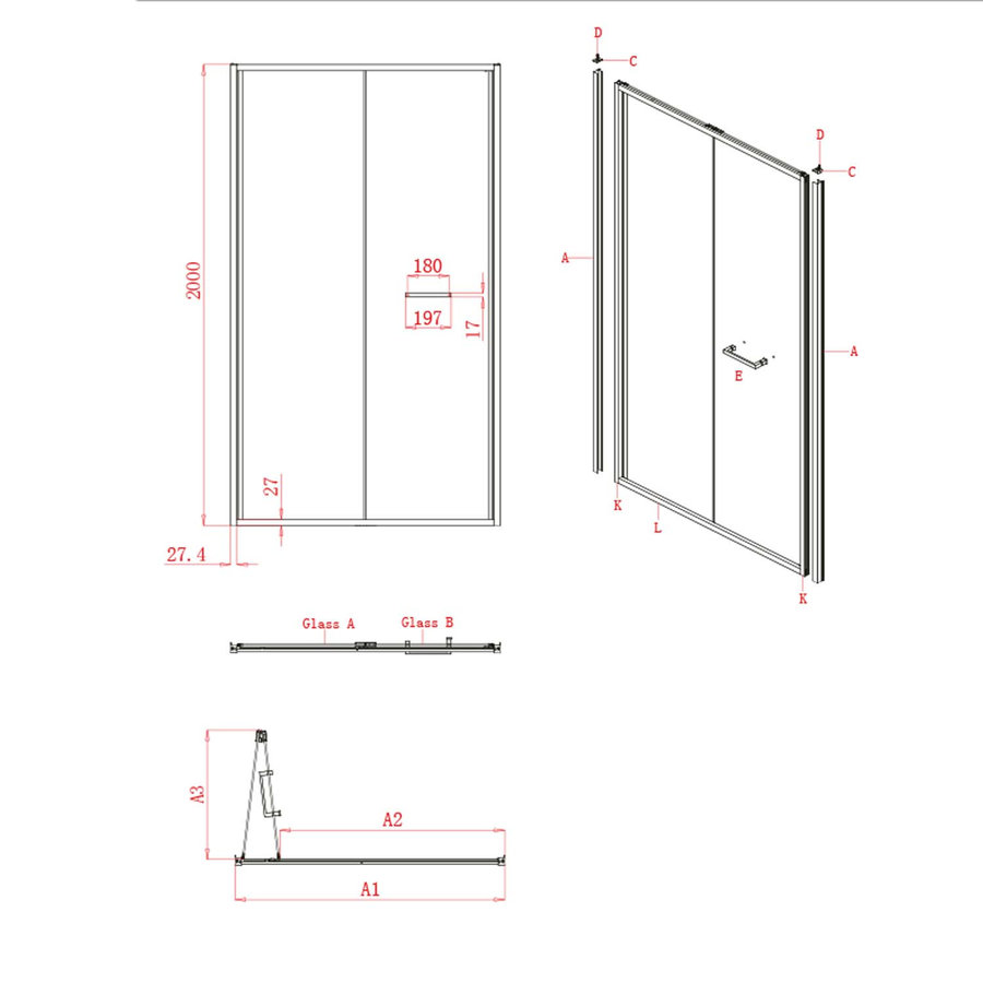 Nisdeur Lacus Ponza Evo Vouwdeur 75x200 Cm Helder Glas Chroom