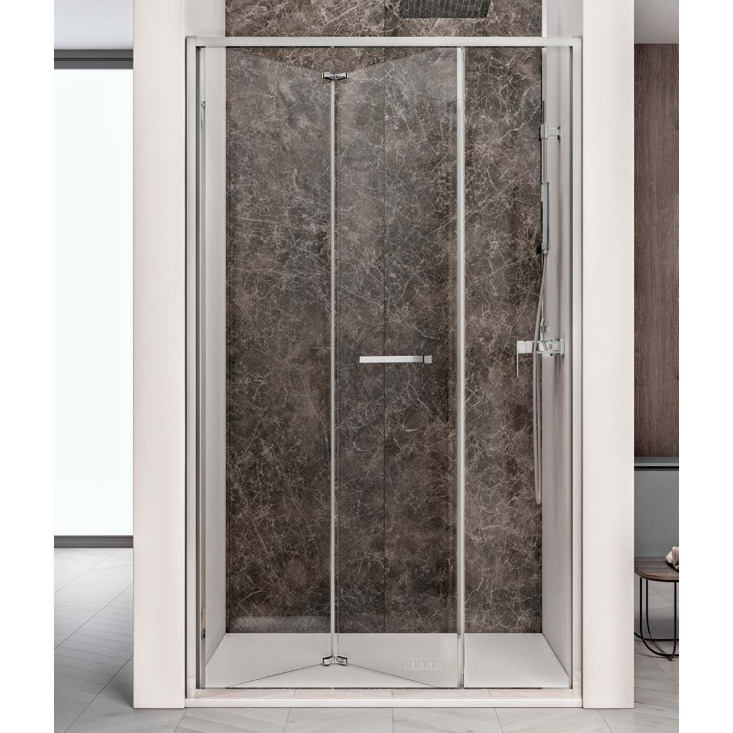 Nisdeur Lacus Ponza Evo Vouwdeur 80x200 cm Helder Glas Chroom Lacus