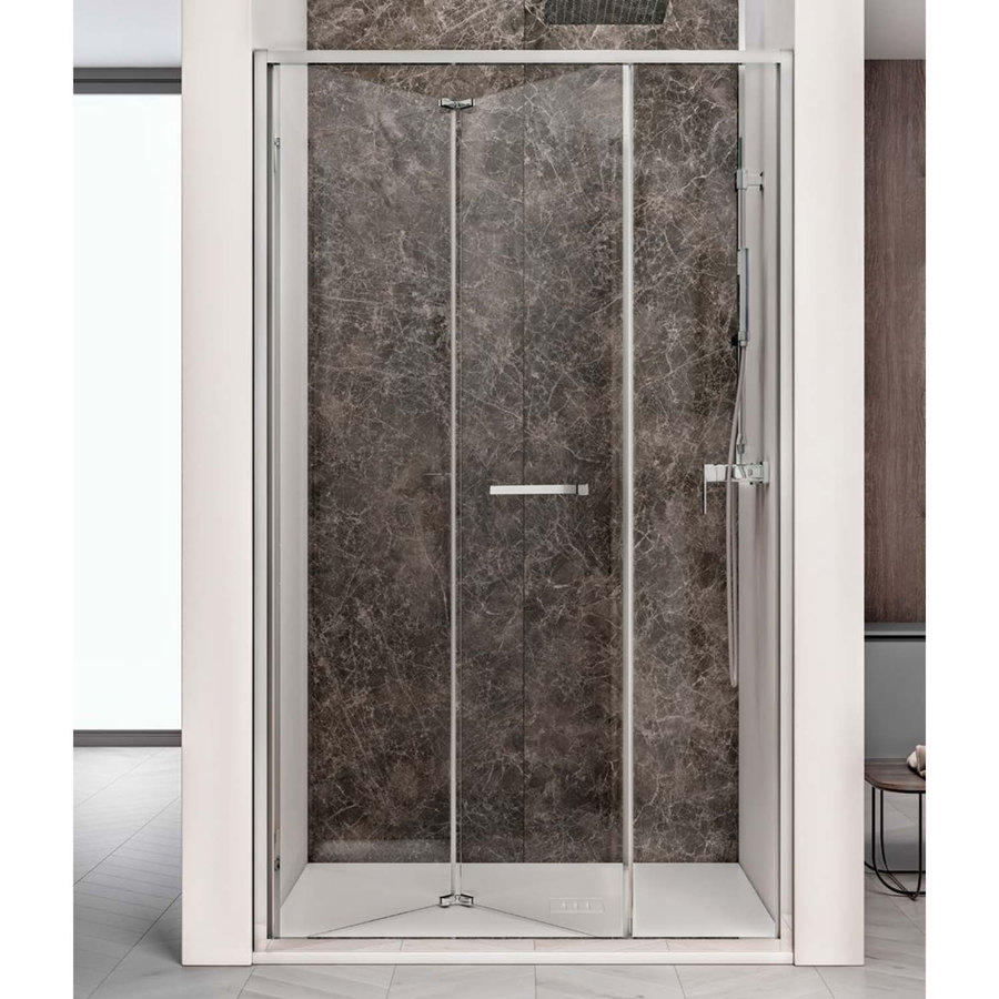 Nisdeur Lacus Ponza Evo Vouwdeur 105x200 Cm Helder Glas Chroom