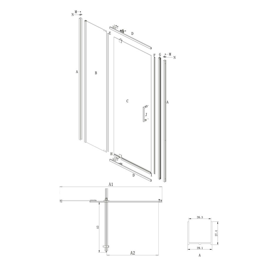 Nisdeur Lacus Pianosa Evo 2-Delig 120x200 Cm Chroom