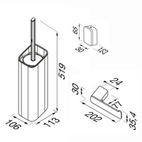 Toiletset Accessoires Geesa Shift Toiletborstel met houder - Toiletrolhouder zonder klep - Handdoekhaak - Chroom