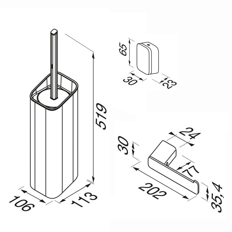 Toiletset Accessoires Geesa Shift Toiletborstel met houder - Toiletrolhouder zonder klep - Handdoekhaak - Chroom