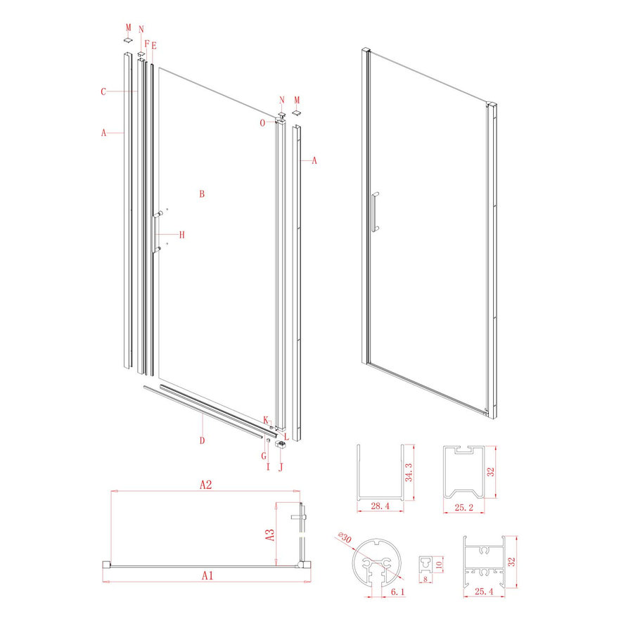 Nisdeur Lacus Giglio Evo 1 Klapdeur 70x200 Cm Helder Glas Chroom