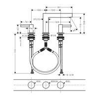 Wastafelmengkraan Finoris HansGrohe 3-gats 110 met Push-Open Waste Chroom