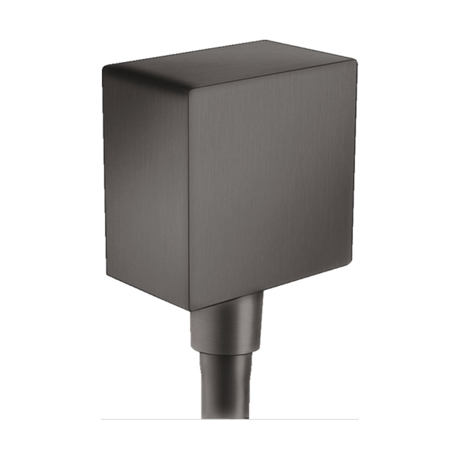 Muuraansluitbocht FixFit Square HansGrohe met Terugslagklep Geborsteld Zwart Chroom