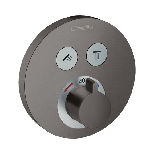 Thermostaat Afbouwdeel ShowerSelect HansGrohe Voor 2 Functies Rond Geborsteld Zwart Chroom 