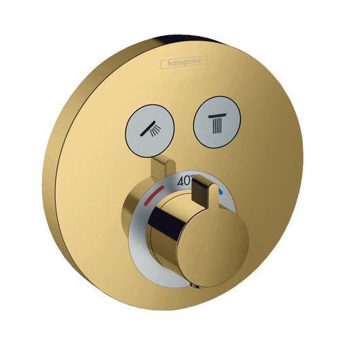 Thermostaat Afbouwdeel ShowerSelect HansGrohe Voor 2 Functies Rond Gepolijst Goud 