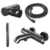 Brauer Opbouwset Bad- en Douchekraan Brauer Gunmetal Carving Thermostatisch Met Wandhouder Geborsteld Gunmetal