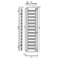 Designradiator Sanicare Square 1800 180x40 cm Mat Zwart