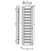 Designradiator Sanicare Denso 1800 40x180 cm Mat Zwart