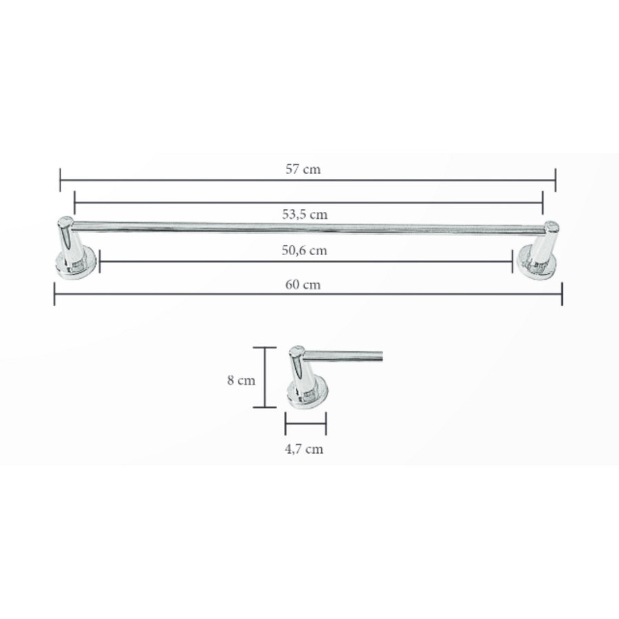 Handdoekhouder Sanicare Magnetisch Inkortbaar 60cm Rond Chroom