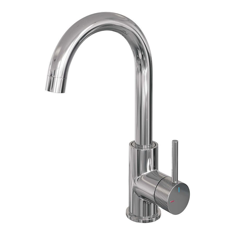 Wastafelmengkraan Brauer Chrome Carving Coldstart Opbouw Hoog Gebogen Ronde Hendel Chroom PVD