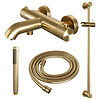 Brauer Opbouwset Bad- en Douchekraan Brauer Gold Carving Thermostatisch Met Glijstang Geborsteld Goud