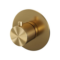 Inbouwthermostaat Brauer Gold Carving met Ronde knop en Rozet Geborsteld Goud