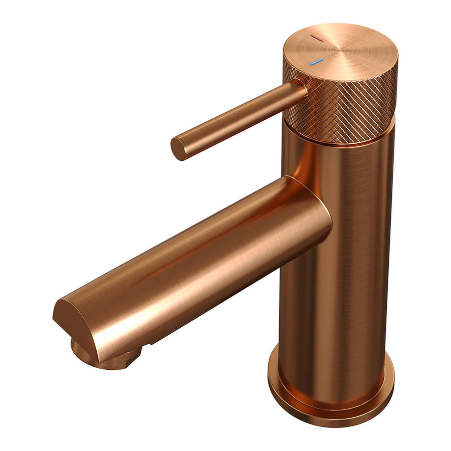 Wastafelmengkraan Brauer Copper Carving Coldstart Opbouw Laag Ronde Hendel Geborsteld Koper PVD PVD