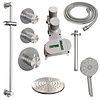 Brauer Regendoucheset Inbouw Brauer Brushed Carving Thermostatisch 20cm met Plafondarm, Glijstang en Handdouche 3-Standen Losse Stopkranen Geborsteld RVS