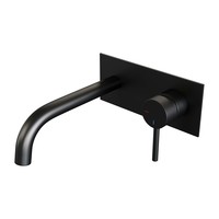 Inbouw Wastafelmengkraan Brauer Black Carving Coldstart Gebogen Uitloop Ronde Hendel Rechts Geborsteld Mat Zwart Met Afdekplaat