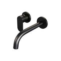 Inbouw Wastafelmengkraan Brauer Black Edition Coldstart Gebogen Uitloop Platte Hendel Links Geborsteld Mat Zwart Met Rozetten