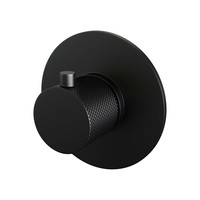 Inbouwthermostaat Brauer Black Carving met Ronde knop en Rozet Geborsteld Mat Zwart