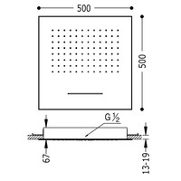 Hoofddouche Tres Plafond met Waterval 50x50 cm Mat Wit