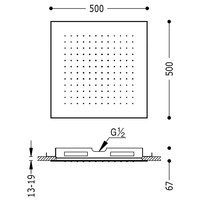 Hoofddouche Tres Plafond 50x50 cm Vierkant Patroon Mat Zwart