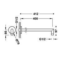 Wandarm Tres 40 cm met Scherpe Bocht Staal