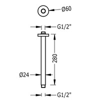 Plafondarm Tres 28 cm Rond Mat Zwart