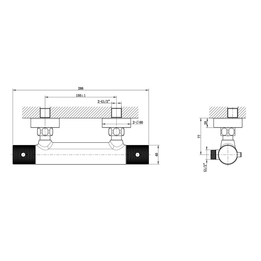 Douchemengkraan Thermostatisch Wiesbaden Ribbd Chroom