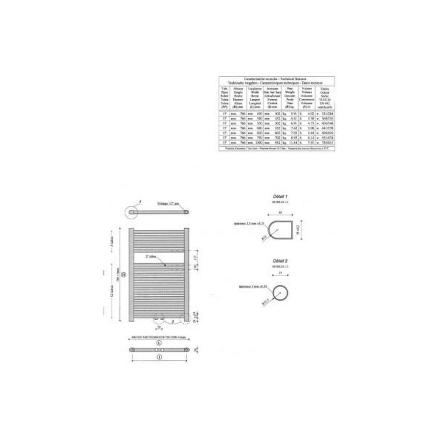 Radiator Wiesbaden Elara 76, x 60 cm Mat Zwart