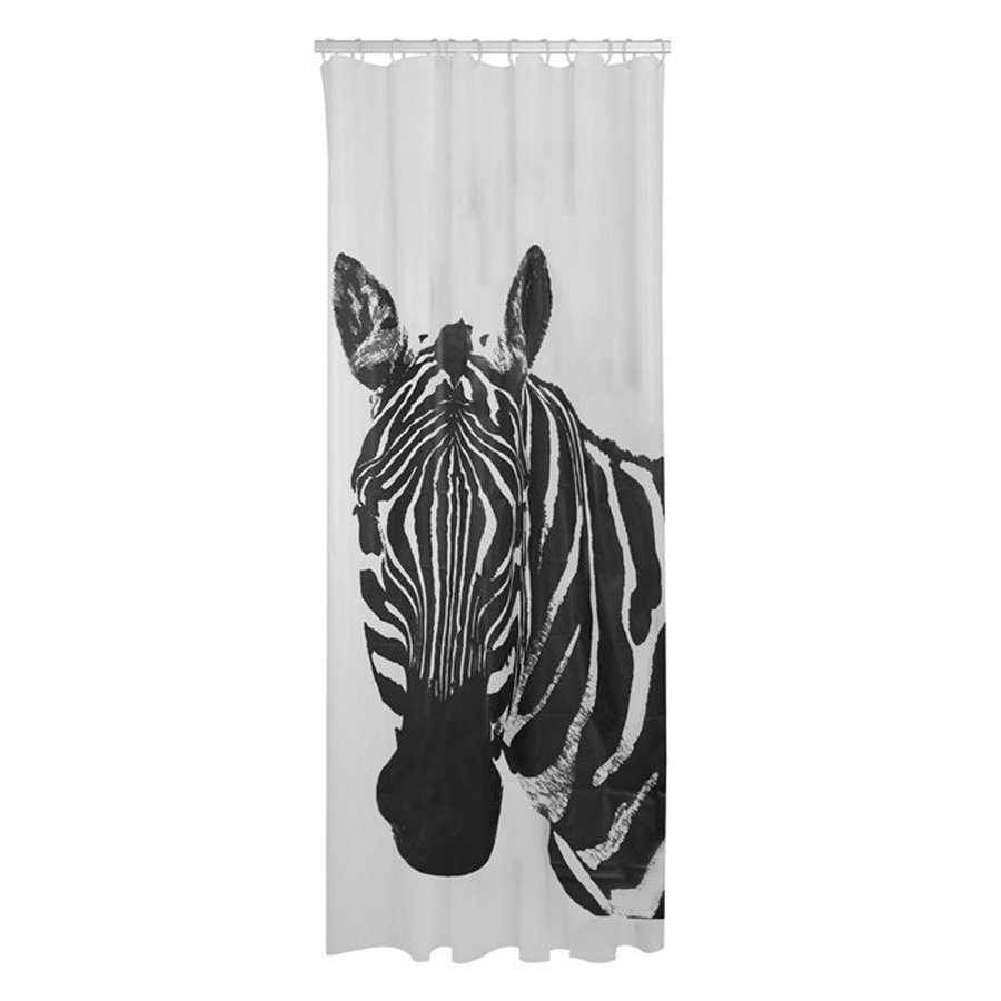 Douchegordijn Sealskin Zebra 180x200 cm PEVA Zwart / Wit