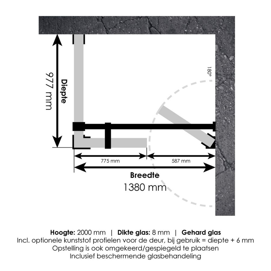 Douchecabine Compleet Just Creating Profielloos 3-Delig 100x140 cm Gunmetal