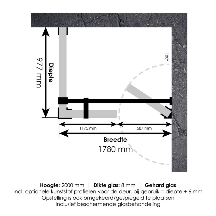 Douchecabine Compleet Just Creating Profielloos 3-Delig 100x180 cm Gunmetal