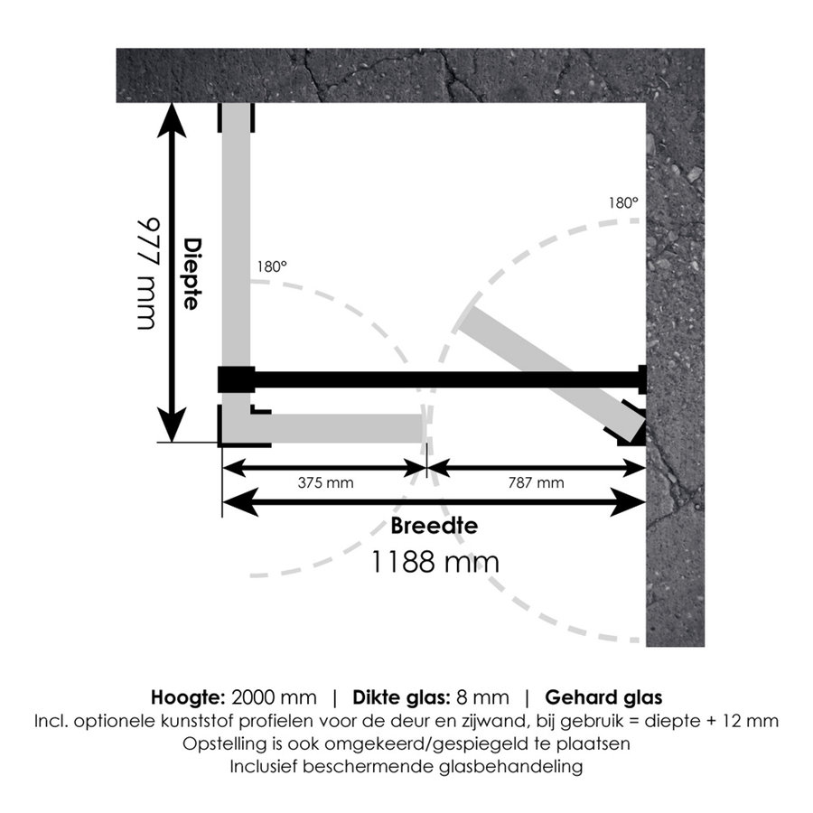 Douchecabine Compleet Just Creating 3-Delig 100x120 cm Gunmetal