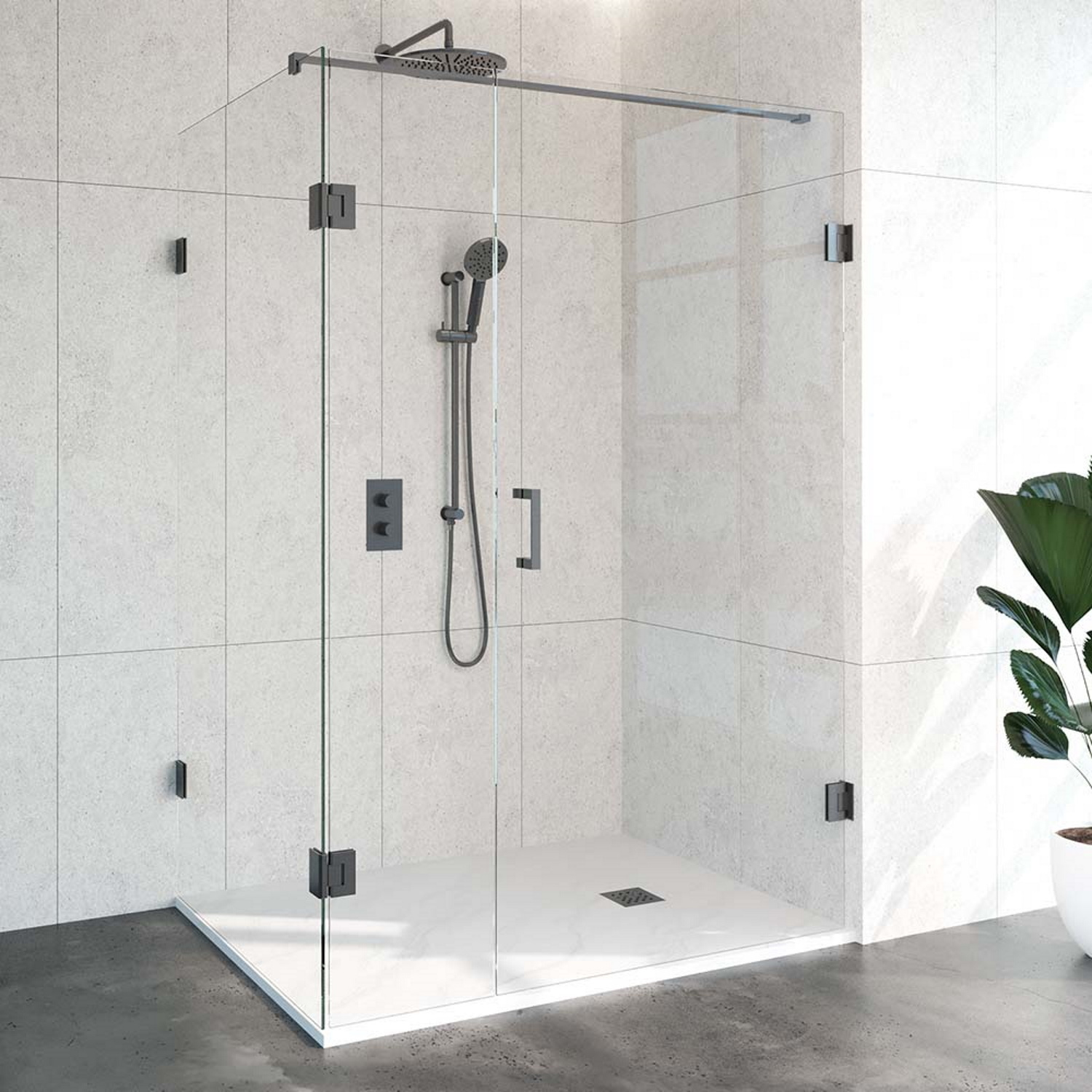 Douchecabine Compleet Just Creating 3-Delig 100x140 cm Gunmetal Sanitop