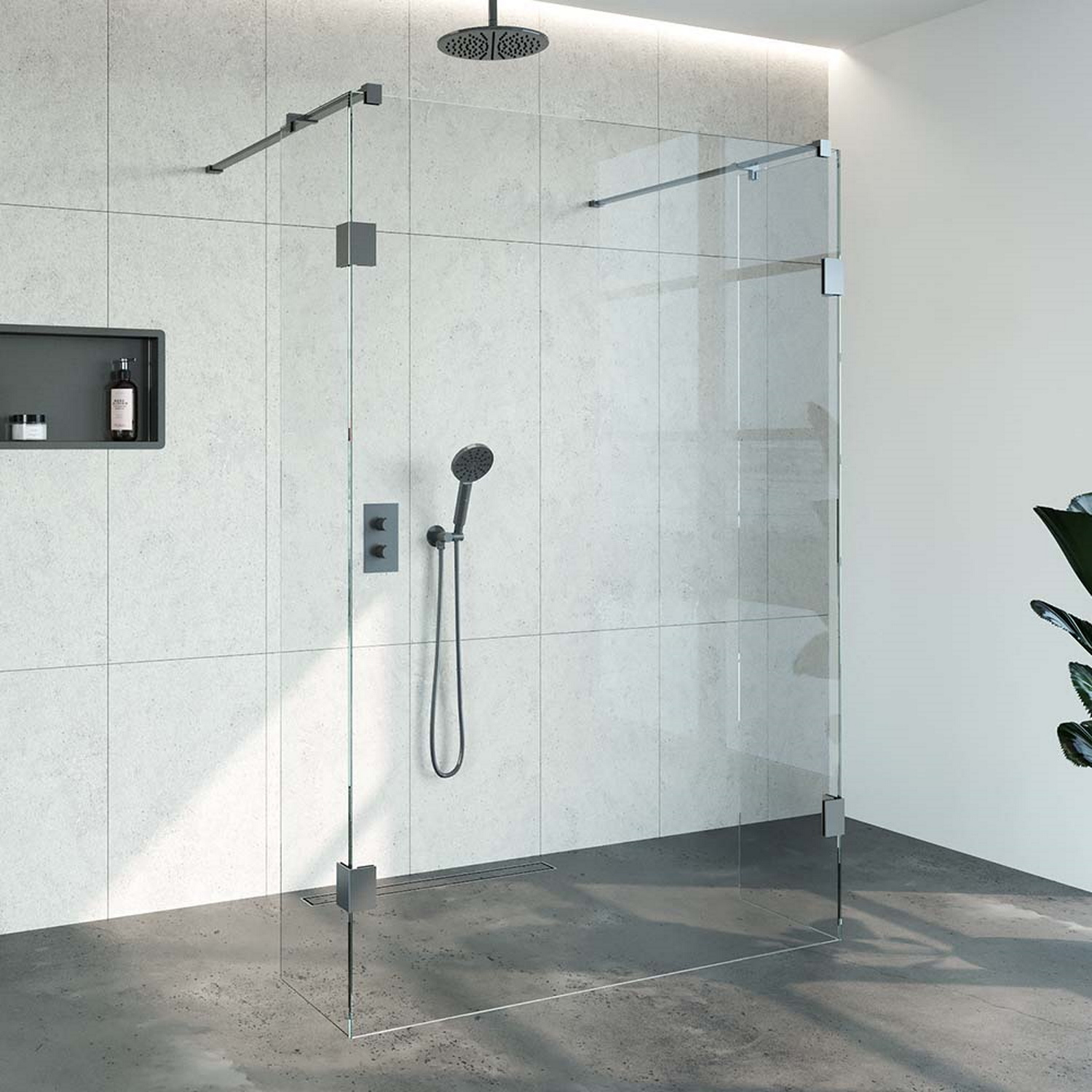 Doorloopdouche Compleet Just Creating Profielloos 140x200 cm 140-40-40 Gunmetal Sanitop