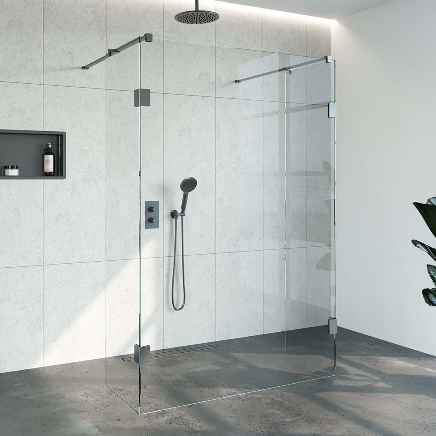 Doorloopdouche Compleet Just Creating Profielloos 140x200 cm 140-50-50 Gunmetal Sanitop