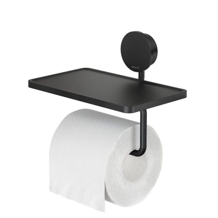 Toiletrolhouder met planchet Geesa Opal  Zwart