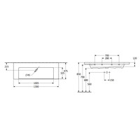 Wastafel Villeroy & Boch Subway 3.0 Met CeramicPlus 0 Kraangaten Zonder Overloop 130x47x16.5 cm Stone White
